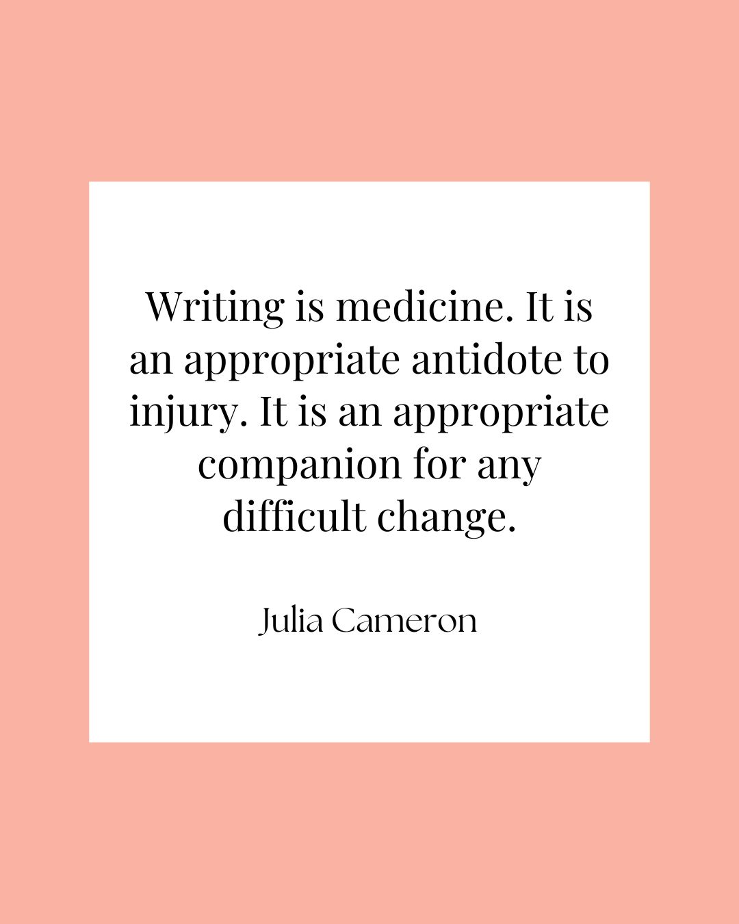 A quote about journaling against a colored background.