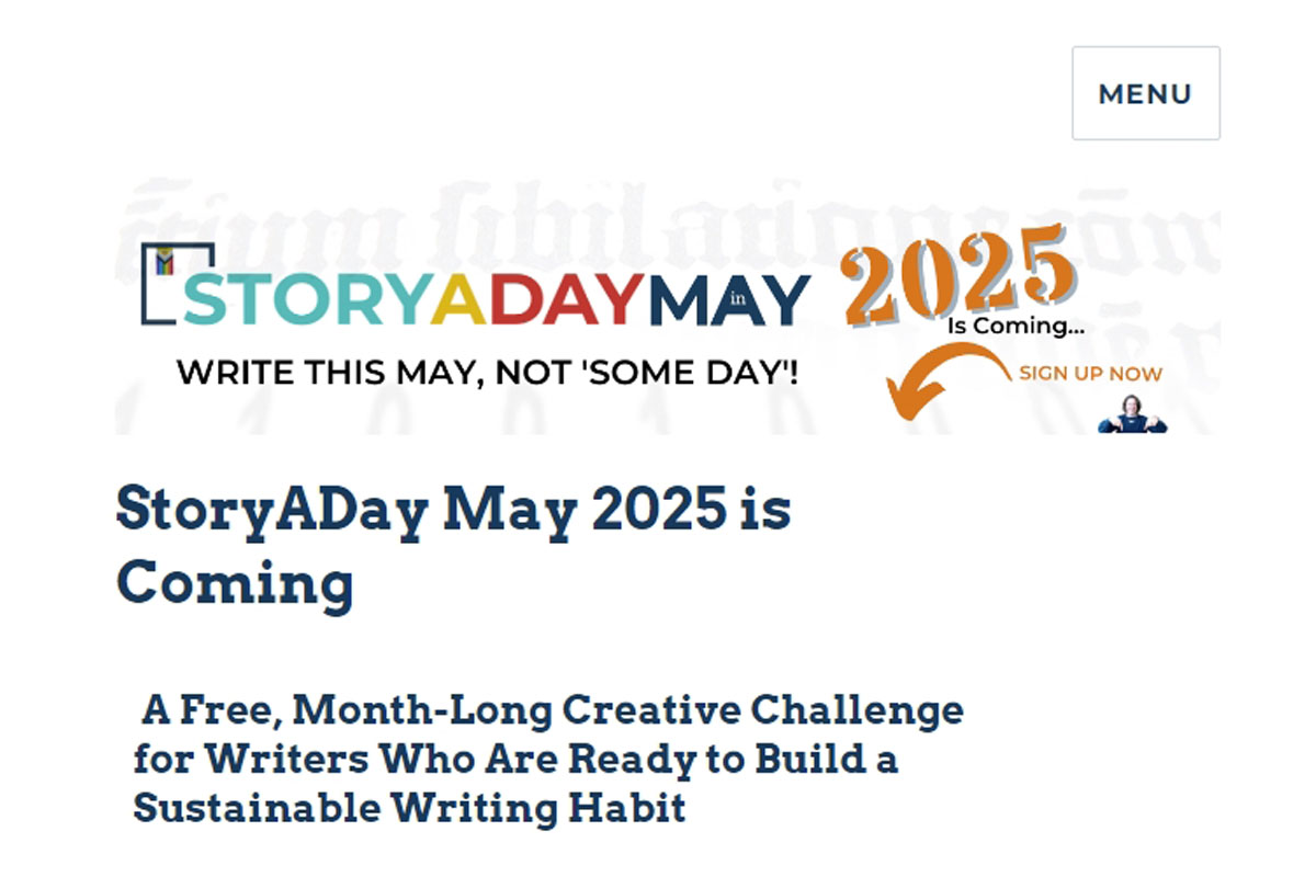 The StoryADay website with a colorful logo for 2025. 